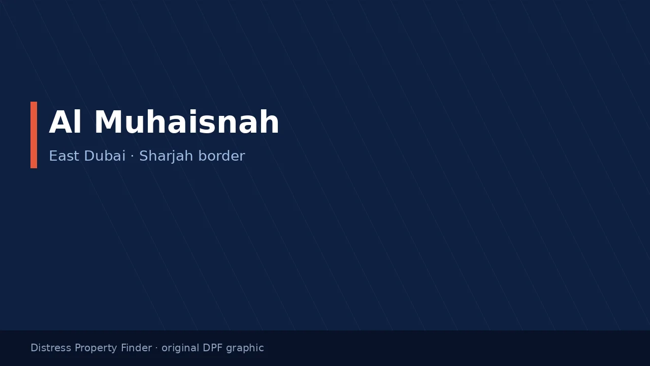 Al Muhaisnah title on an original dark blue DPF graphic