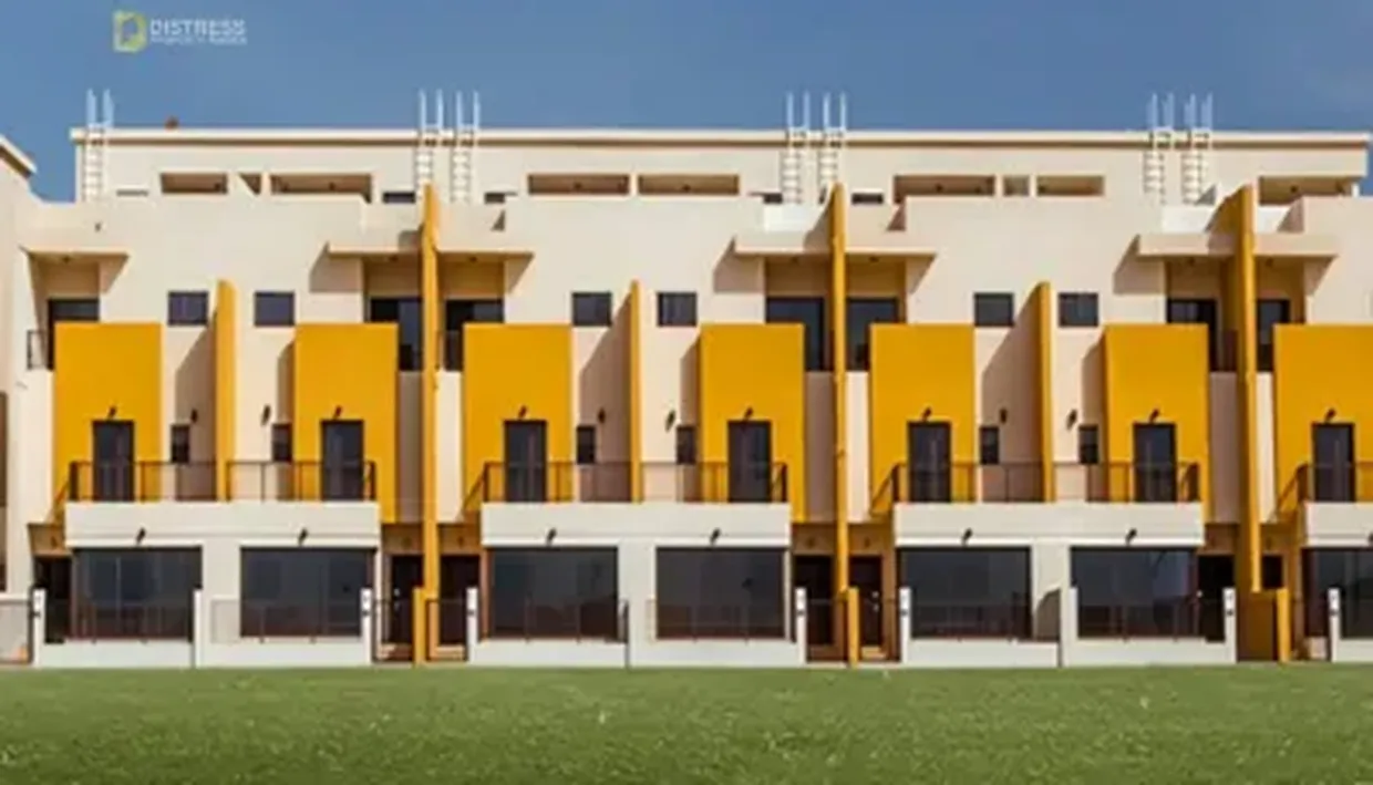 Row of three-storey townhouses at Lilac Park in District 12, Jumeirah Village Circle