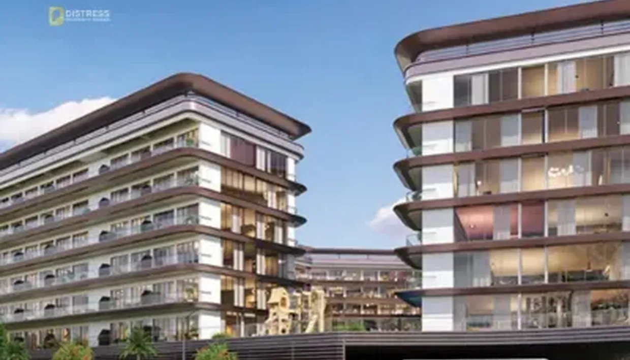 Rendering of a Samana Hills South apartment building with a Samana sign