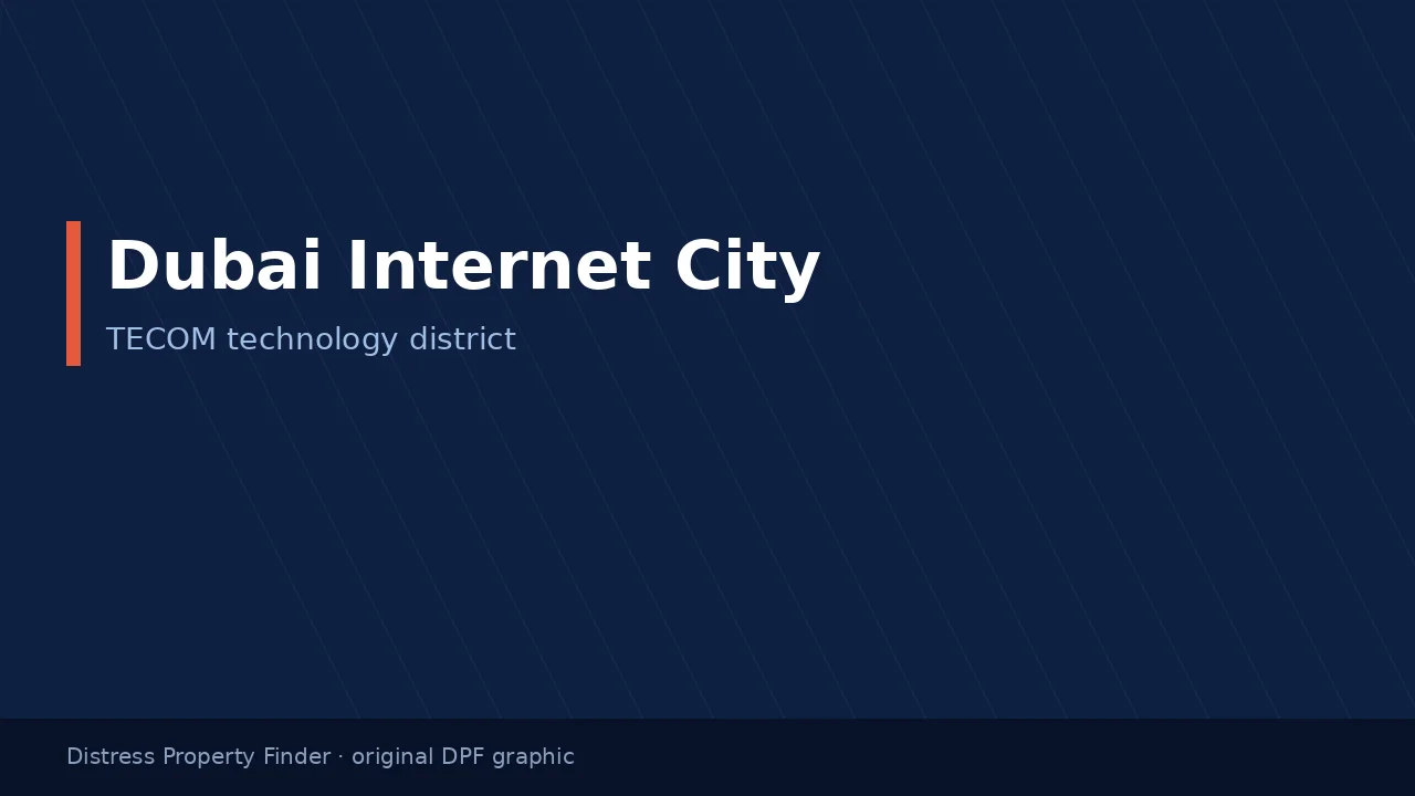 Dubai Internet City title on an original dark blue DPF graphic