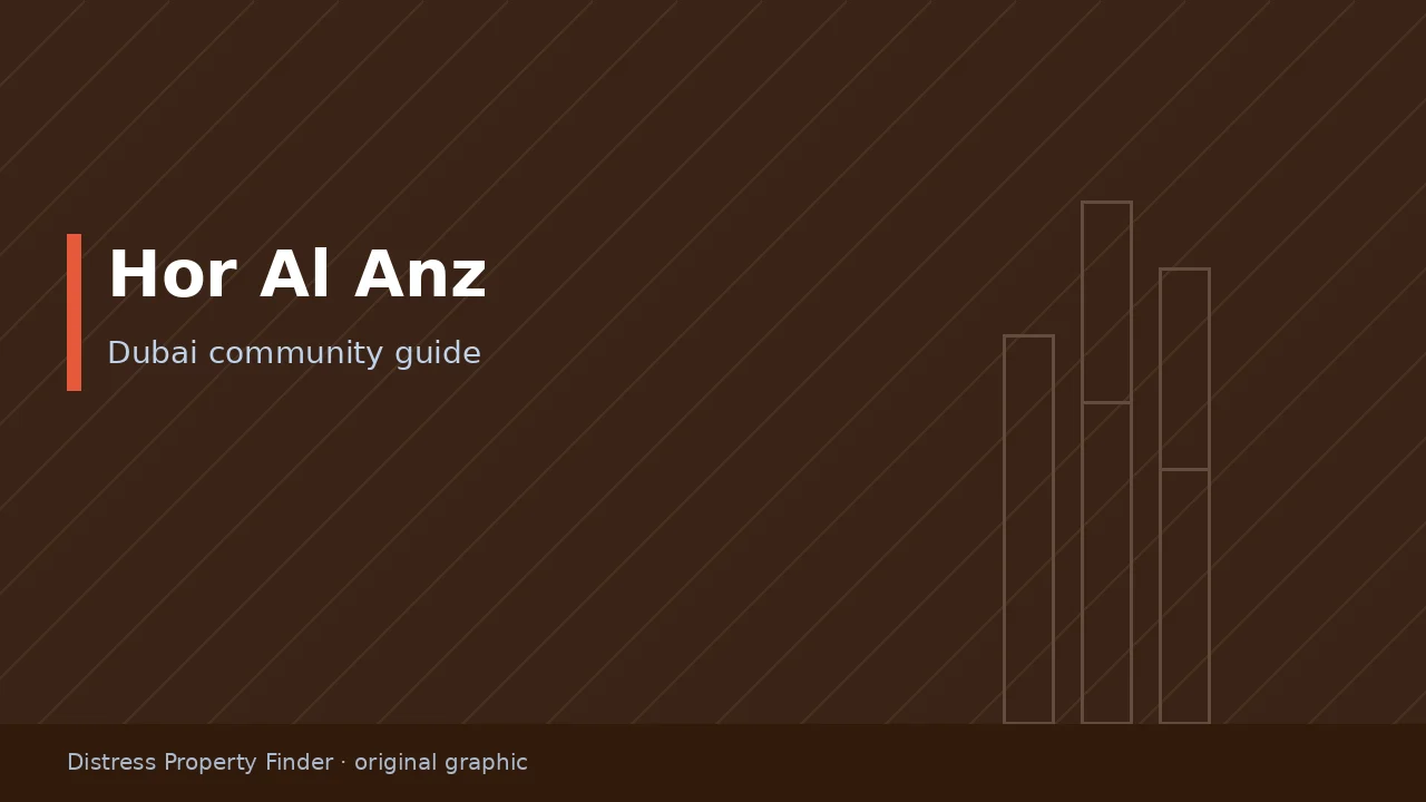 Original DPF graphic with the title Hor Al Anz above a Dubai community guide subtitle