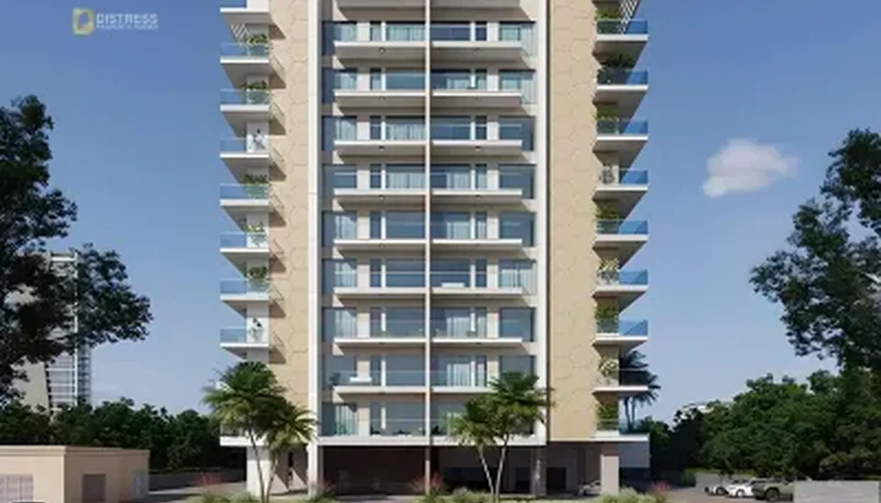 Rendering of the Symbolic Alpha mid-rise apartment building in Liwan, Dubailand