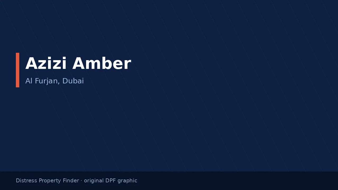 Azizi Amber name on an original dark blue DPF graphic with a Al Furjan, Dubai subtitle
