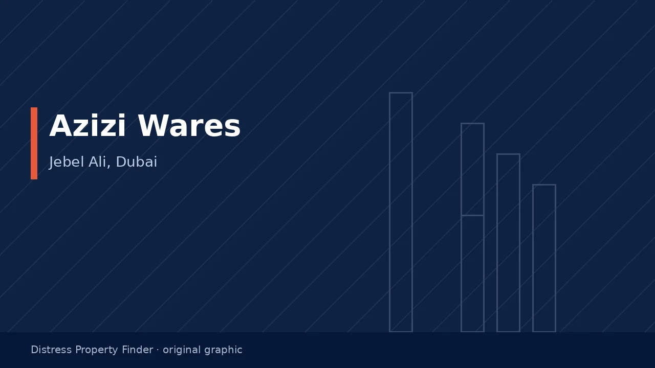 Original DPF graphic with the title Azizi Wares above a Jebel Ali building subtitle