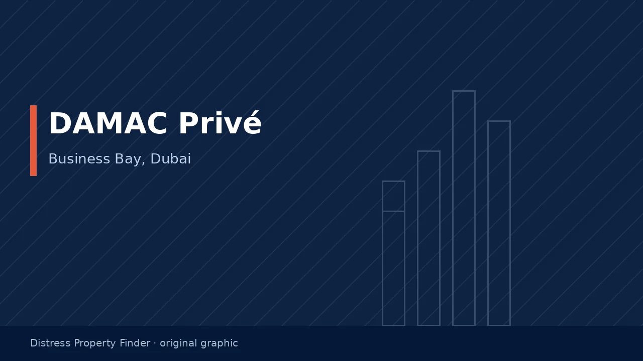 Original DPF graphic with the title DAMAC Privé above a Business Bay building subtitle