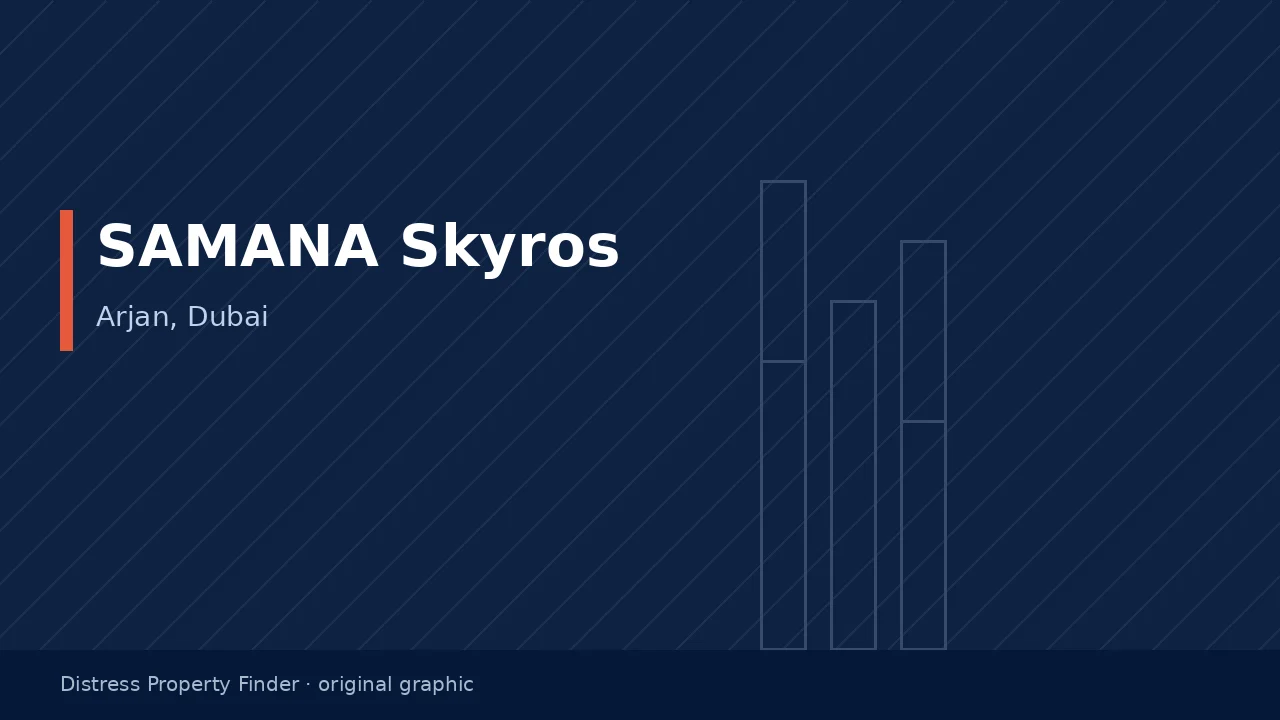 Original DPF graphic with the title SAMANA Skyros above an Arjan building subtitle