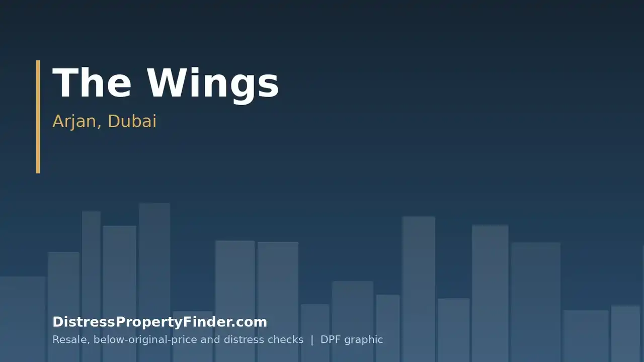 DPF graphic with the text The Wings, Arjan, Dubai