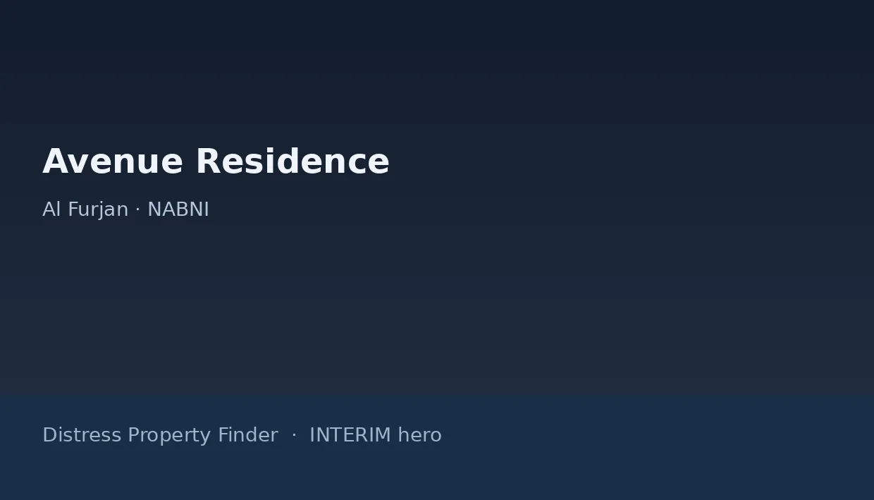 Avenue Residence name on a dark blue DPF interim hero graphic