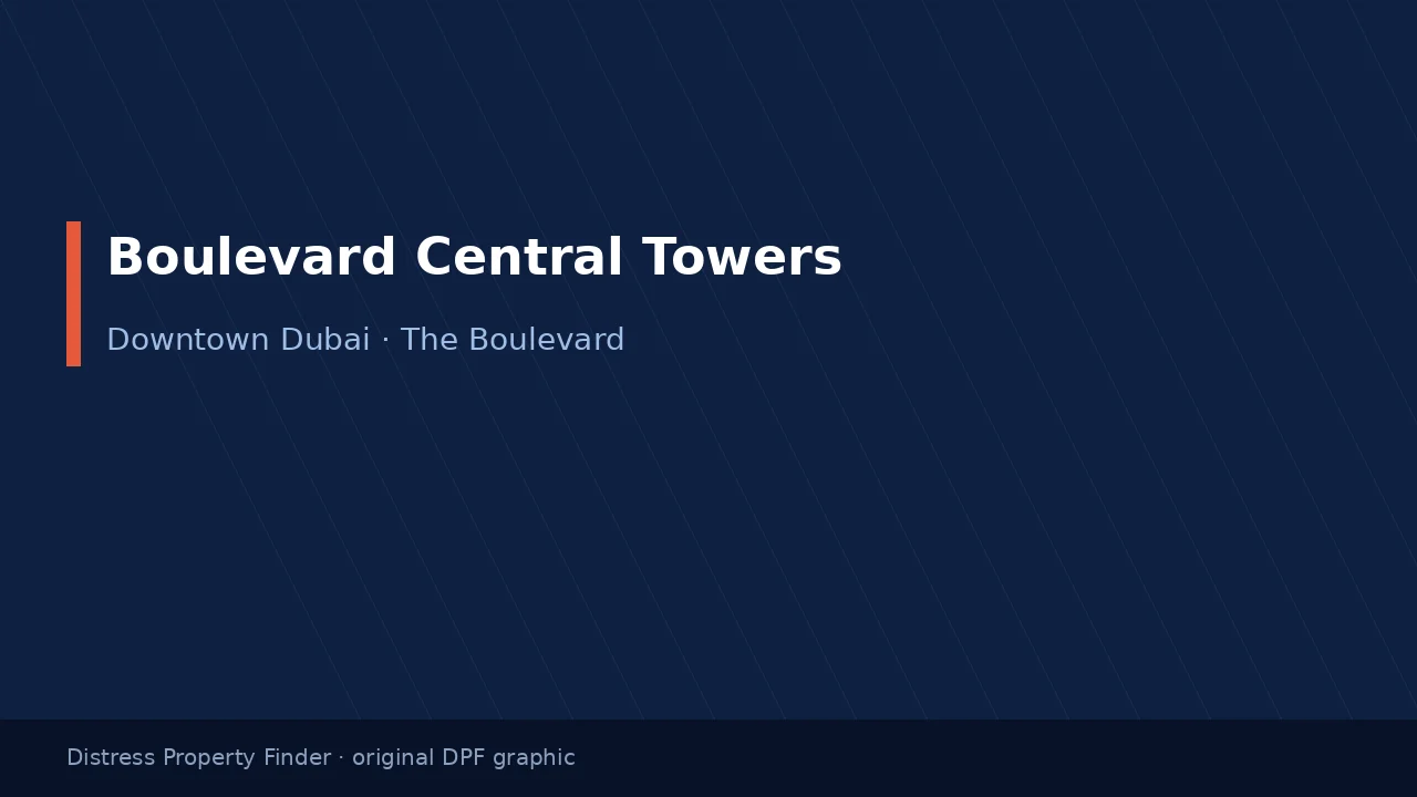 Boulevard Central Towers title on an original dark blue DPF graphic