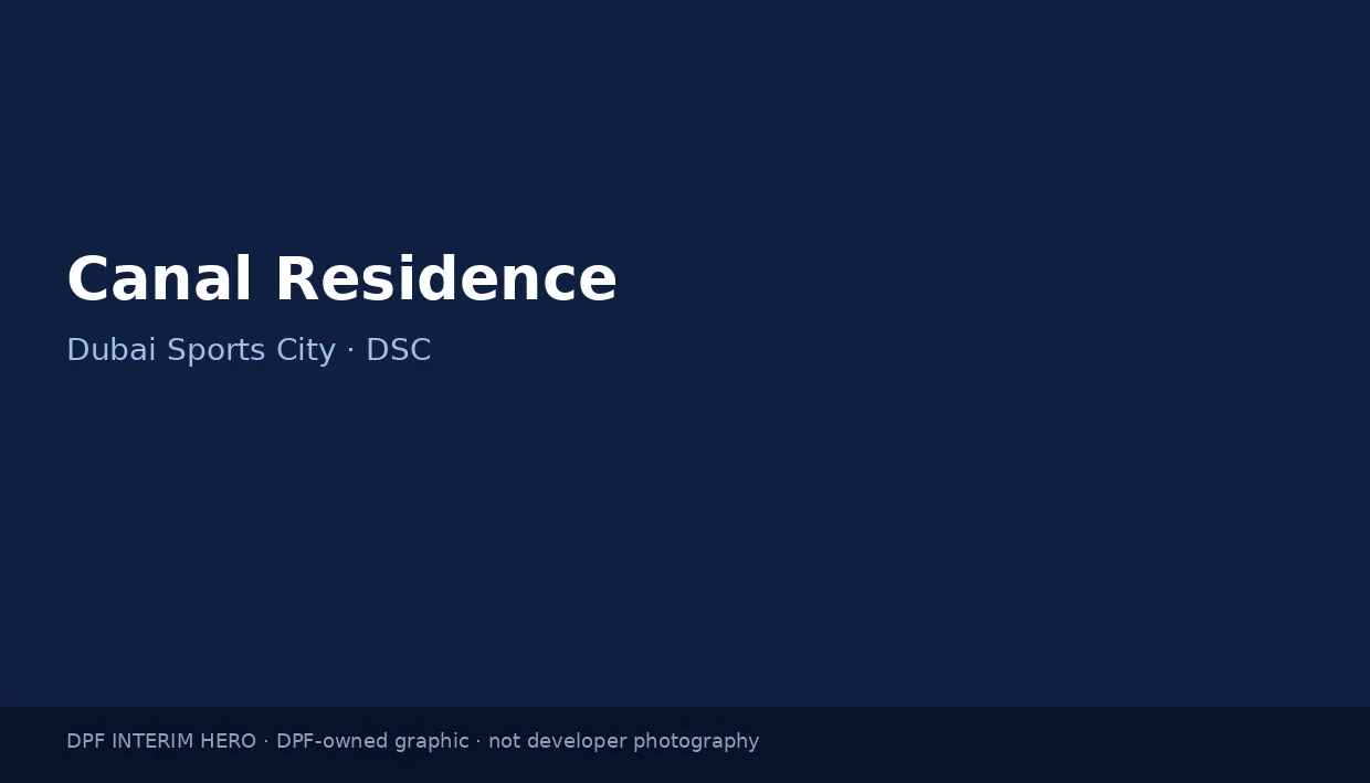 Canal Residence name on a dark blue DPF interim hero graphic