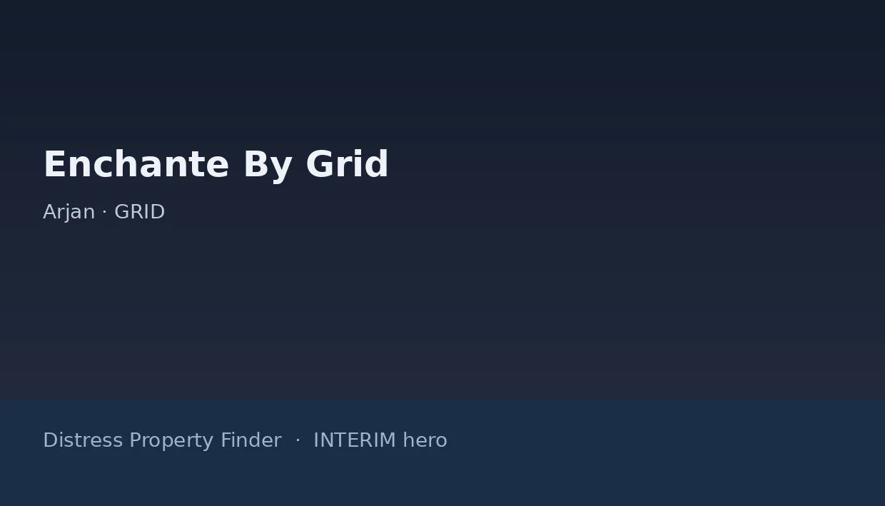 Enchante By Grid name on a dark blue DPF interim hero graphic