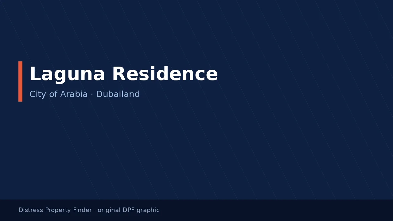 Laguna Residence title on an original dark blue DPF graphic