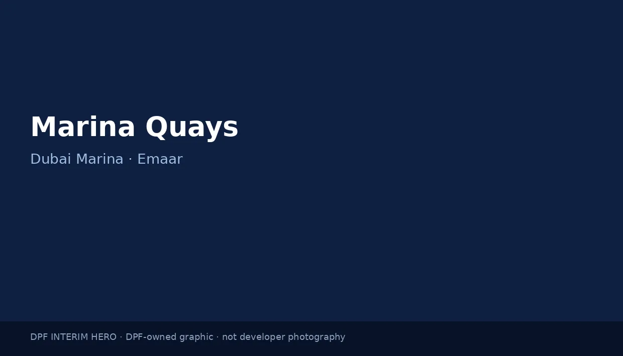 Marina Quays name on a dark blue DPF interim hero graphic