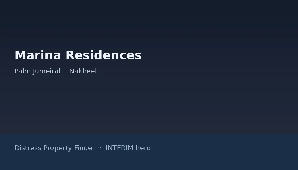 Marina Residences name on a dark blue DPF interim hero graphic