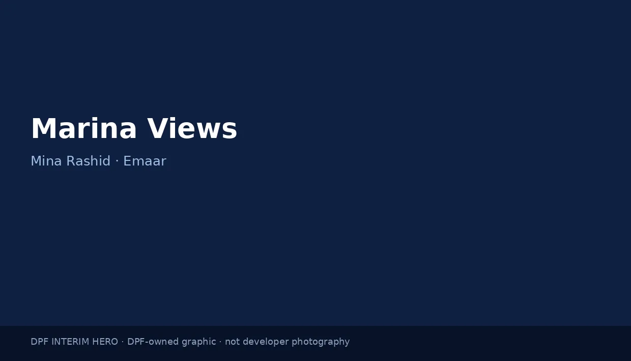 Marina Views name on a dark blue DPF interim hero graphic