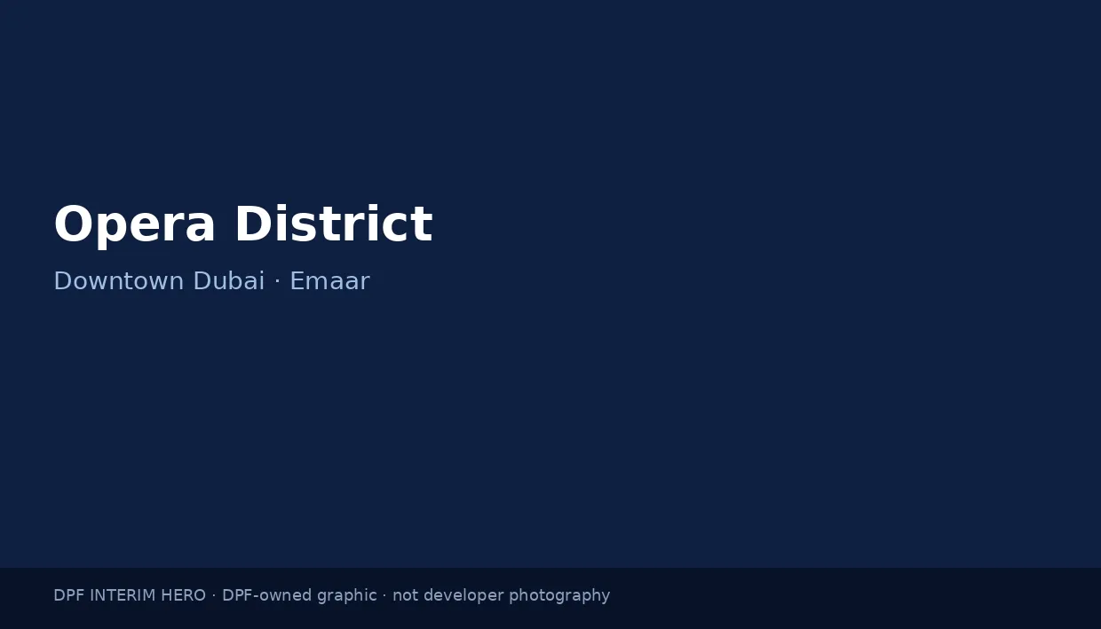 Opera District name on a dark blue DPF interim hero graphic