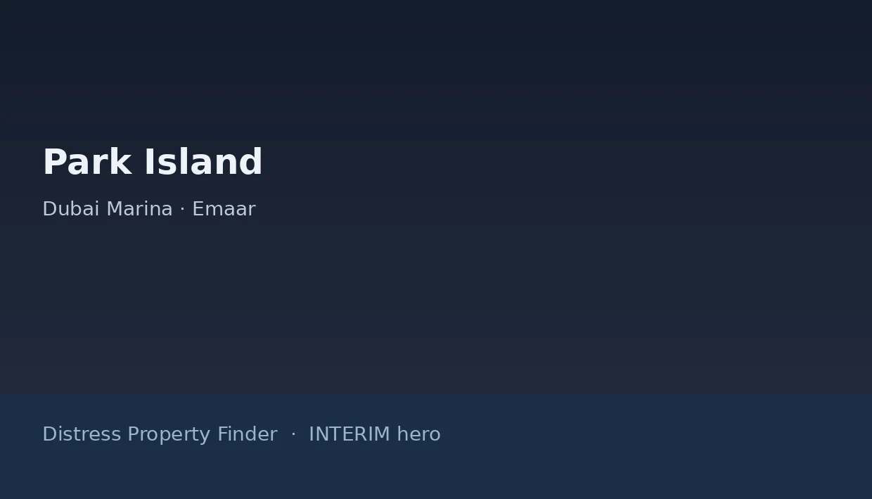 Park Island name on a dark blue DPF interim hero graphic