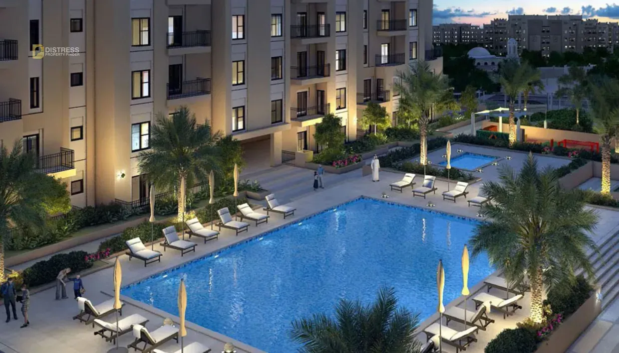 Community swimming pool at Remraam in Dubailand, Dubai