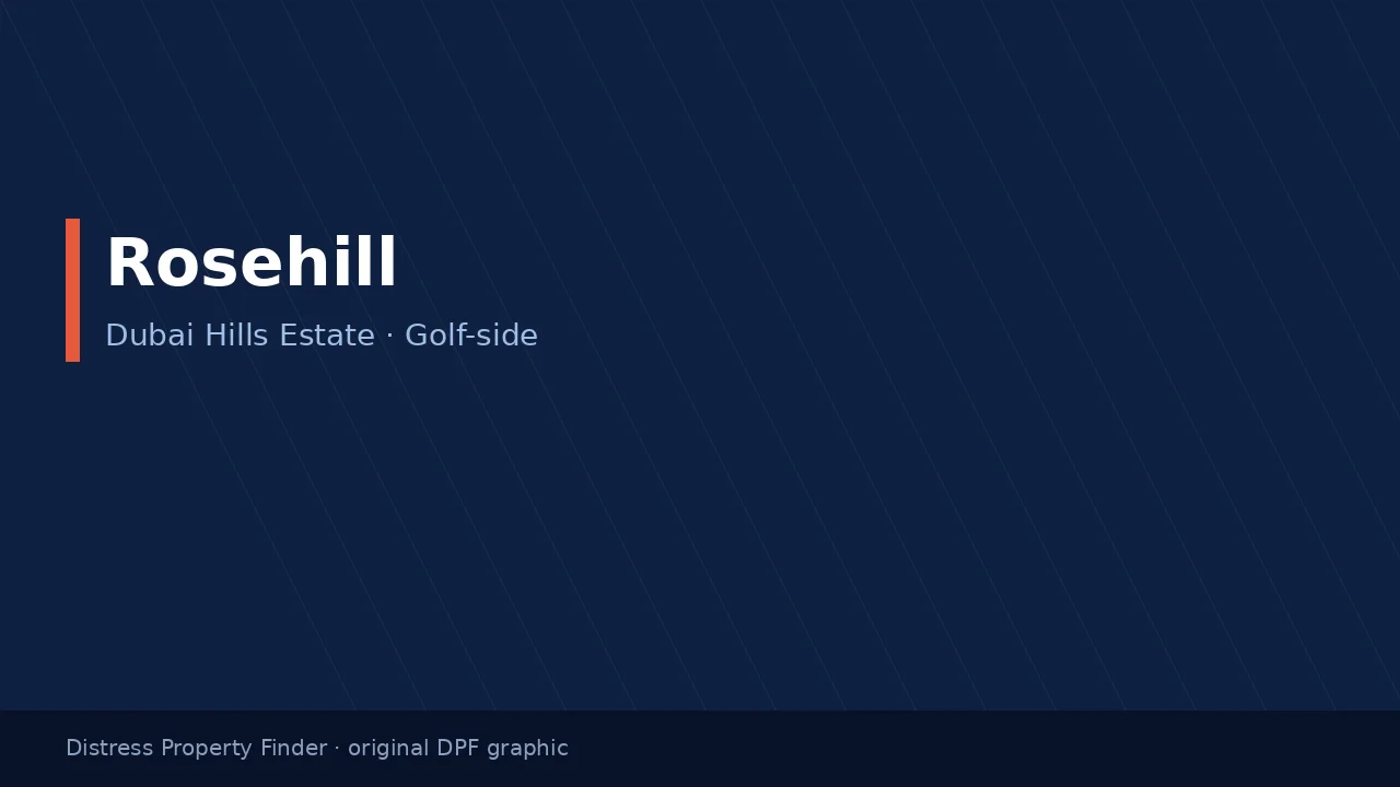 Rosehill title on an original dark blue DPF graphic