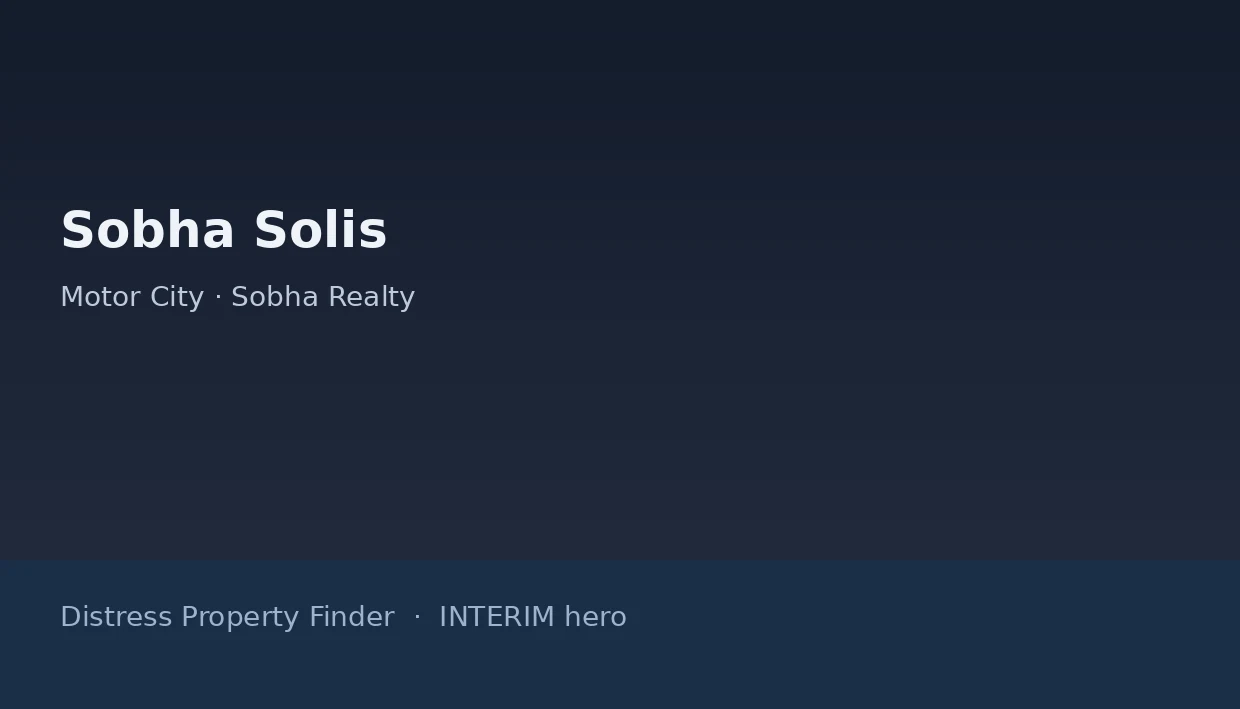 Sobha Solis name on a dark blue DPF interim hero graphic