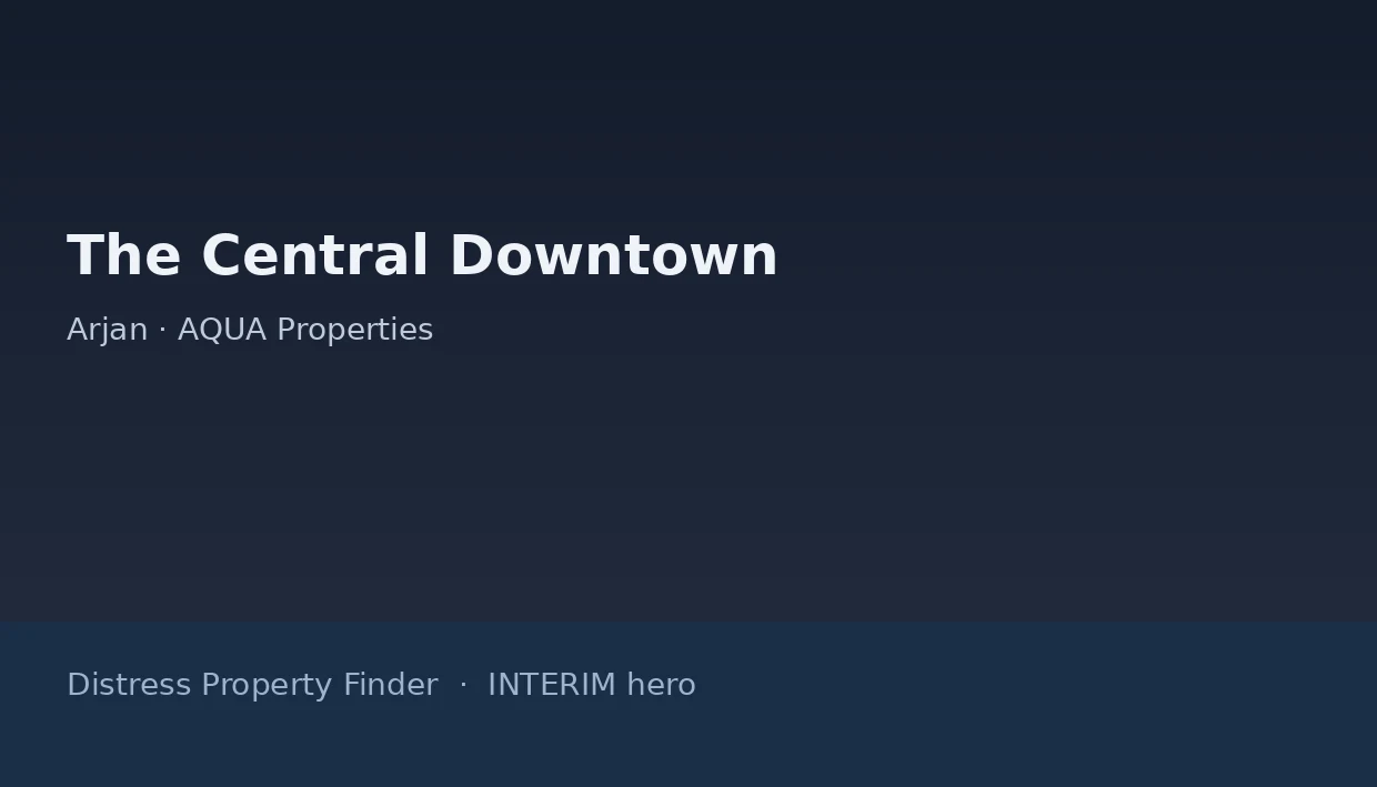 The Central Downtown name on a dark blue DPF interim hero graphic