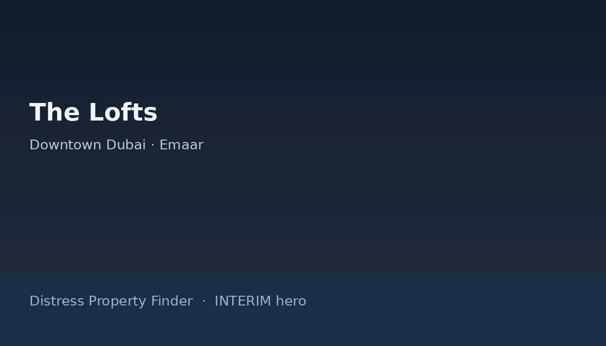 The Lofts name on a dark blue DPF interim hero graphic