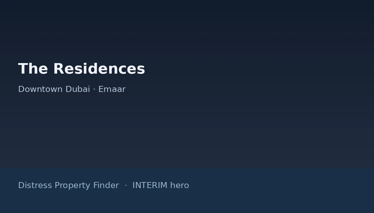 The Residences name on a dark blue DPF interim hero graphic