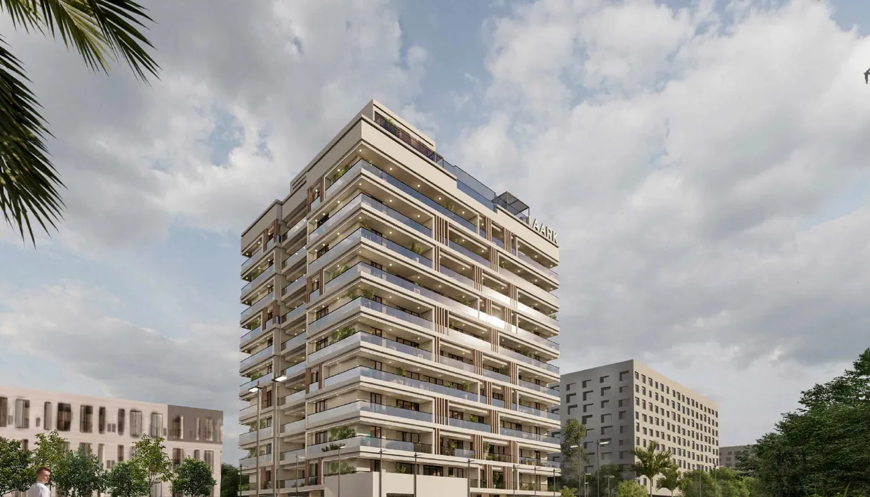 Rendering of Aark Residences in Dubailand, developed by Aark Developers