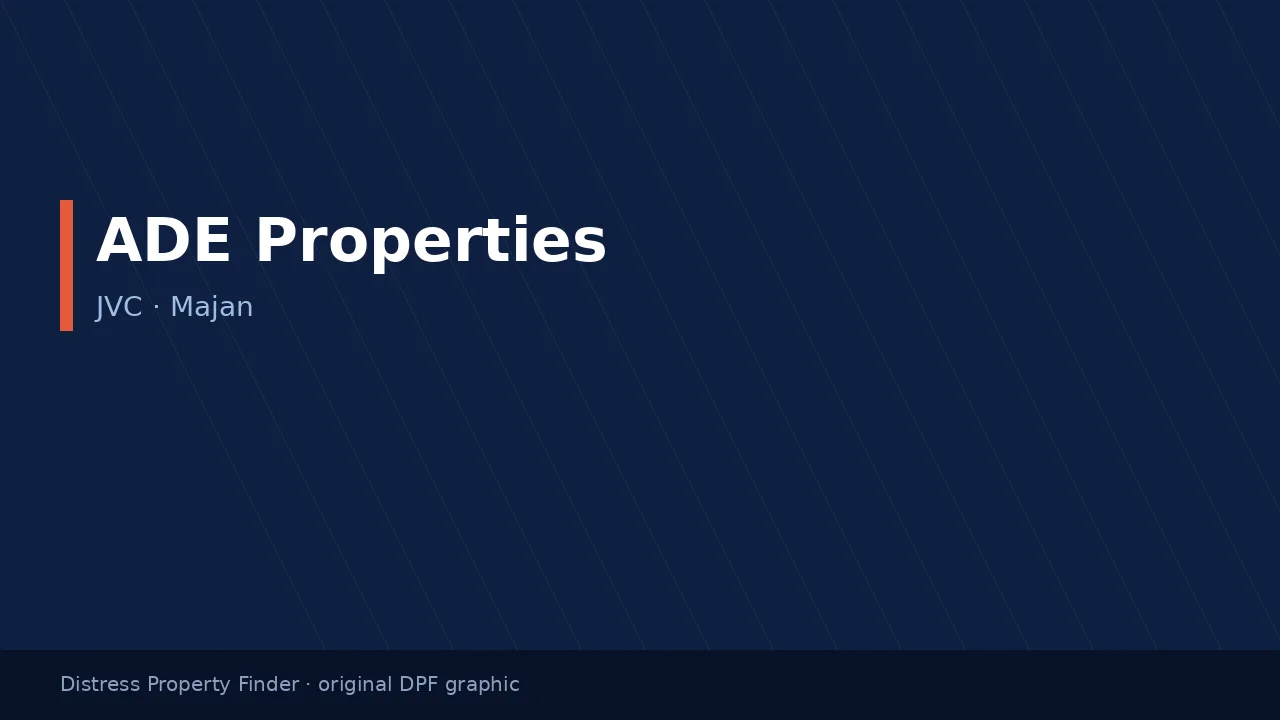 ADE Properties name on an original dark blue DPF graphic