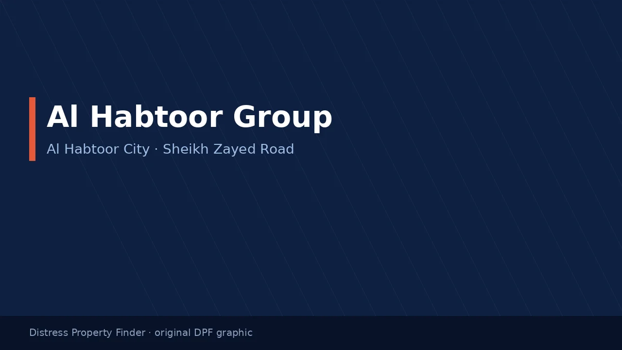 Al Habtoor Group name on an original dark blue DPF graphic