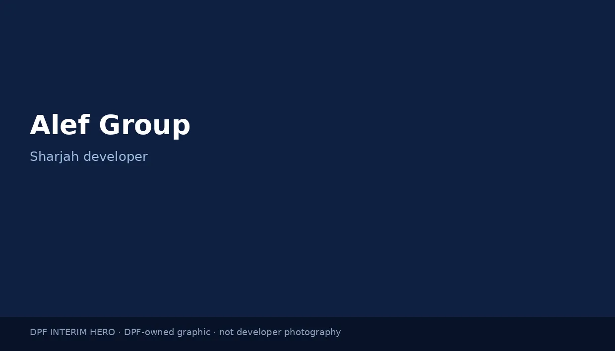 Alef Group name on a dark blue DPF interim hero graphic