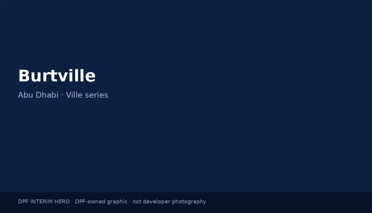 Burtville name on a dark blue DPF interim hero graphic