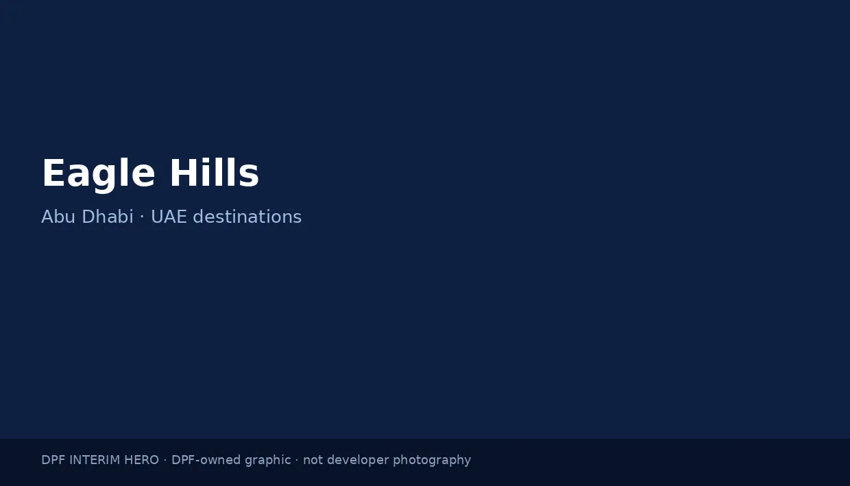 Eagle Hills name on a dark blue DPF interim hero graphic