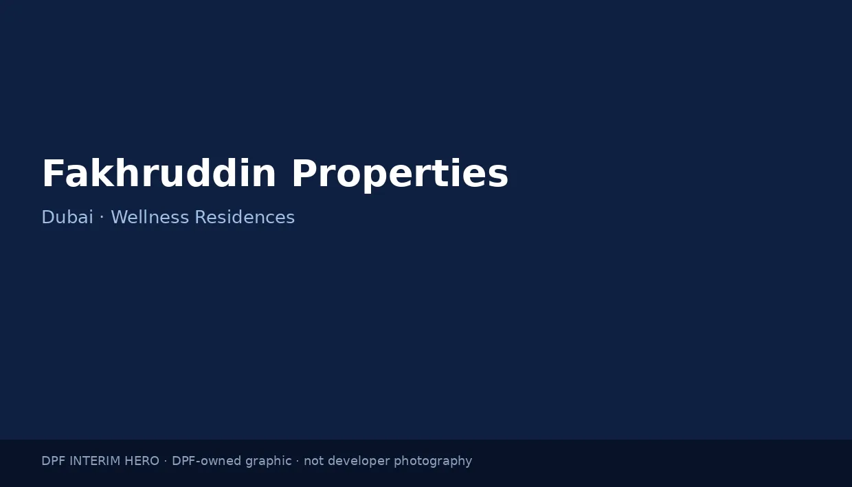 Fakhruddin Properties name on a dark blue DPF interim hero graphic