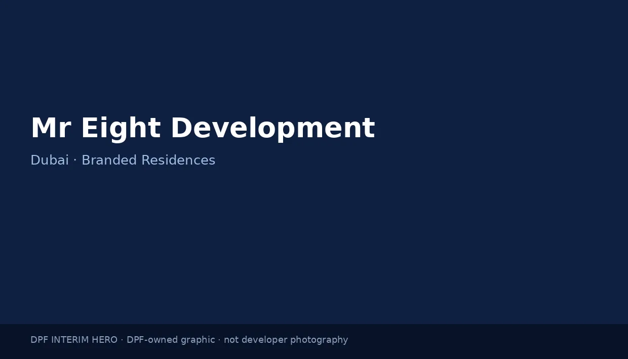 Mr Eight Development name on a dark blue DPF interim hero graphic