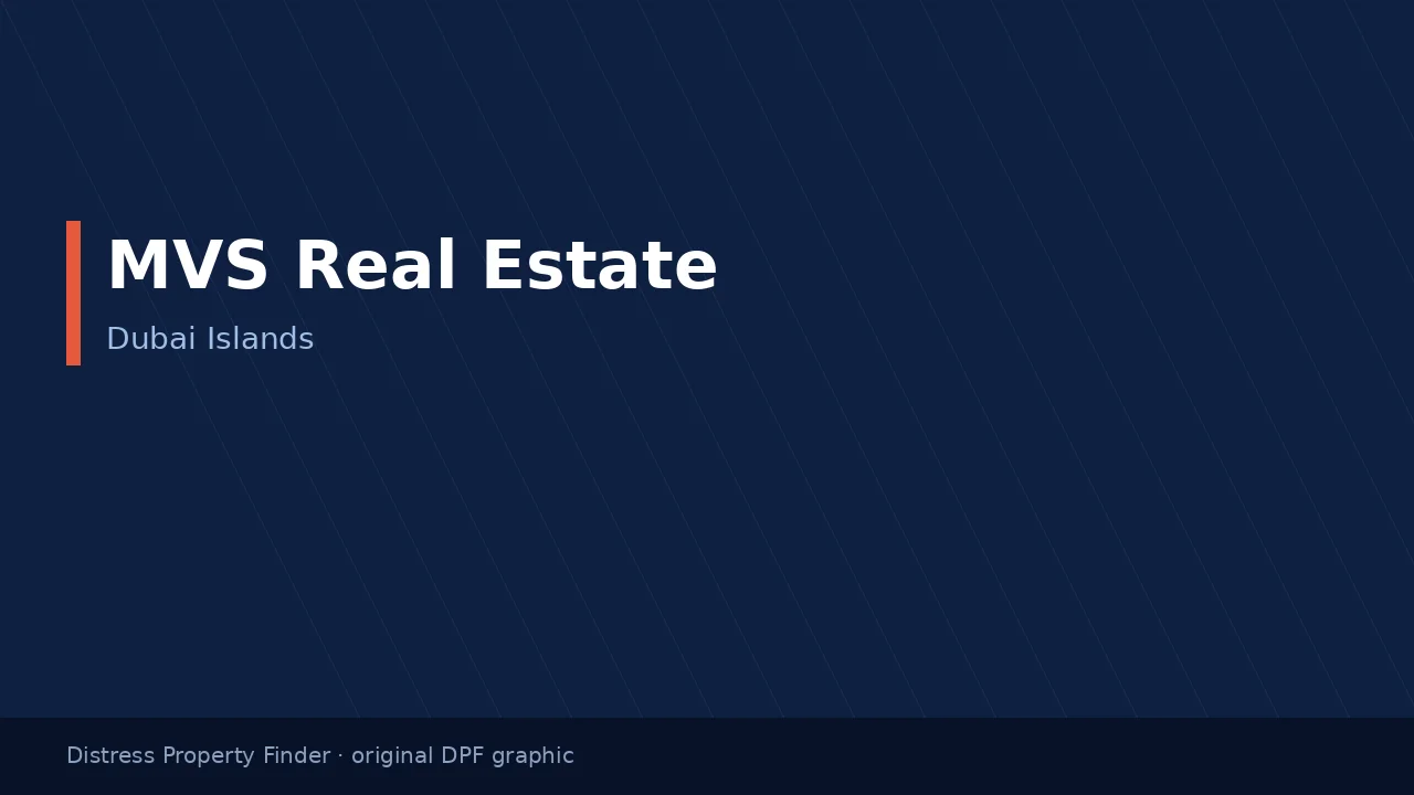 MVS Real Estate name on an original dark blue DPF graphic