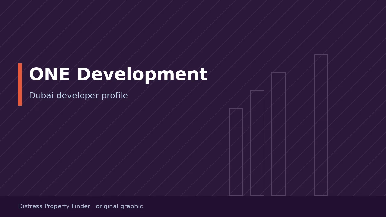 Original DPF graphic with the title ONE Development above a Dubai developer profile subtitle