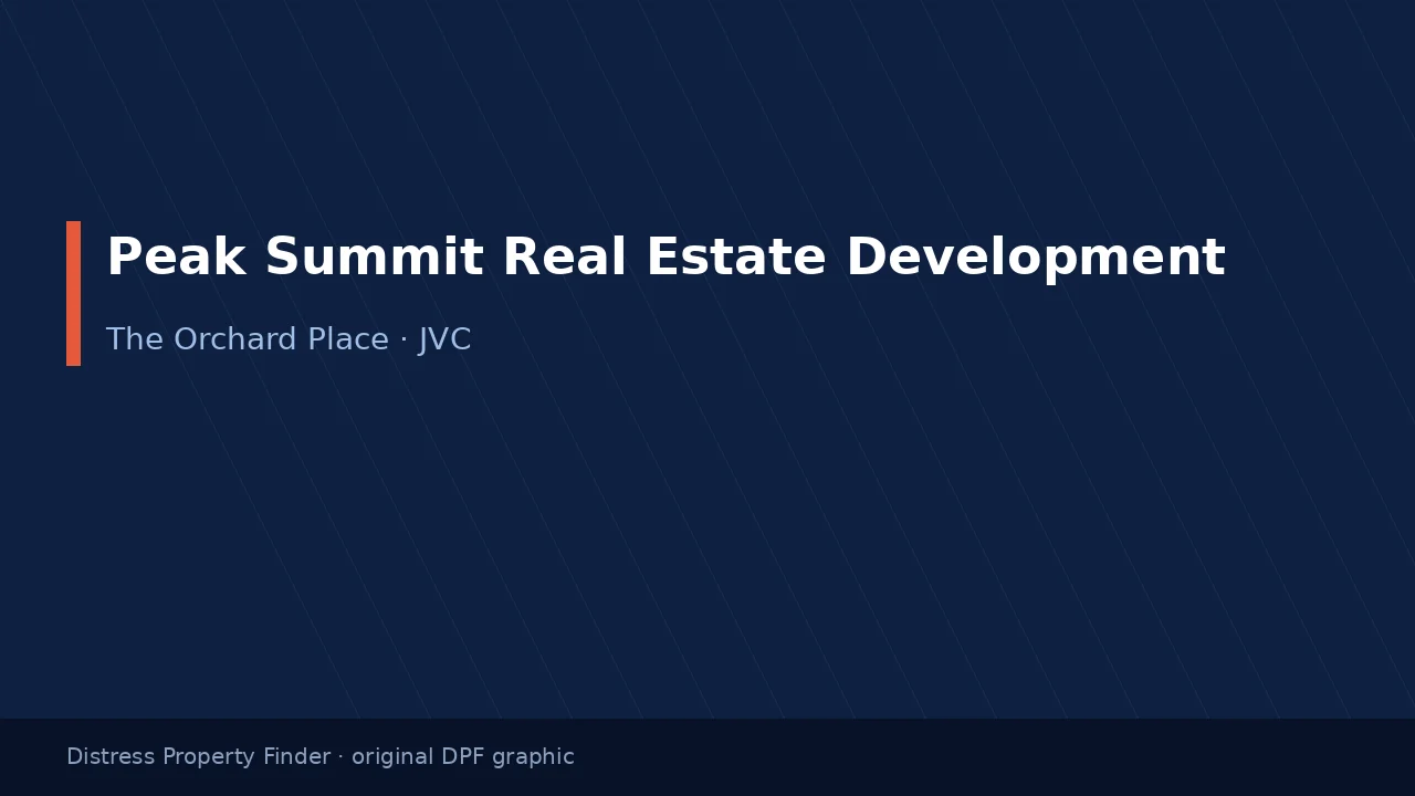 Peak Summit Real Estate Development name on an original dark blue DPF graphic