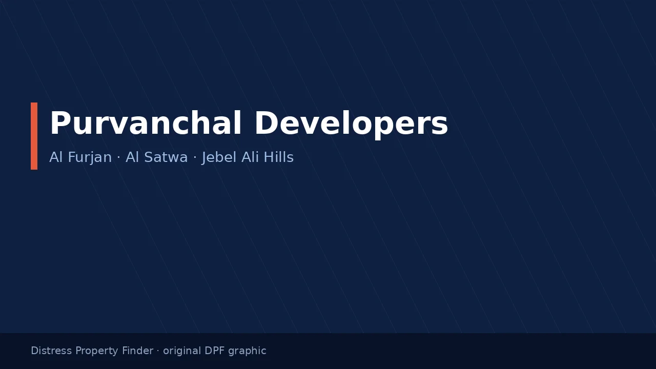 Purvanchal Developers name on an original dark blue DPF graphic