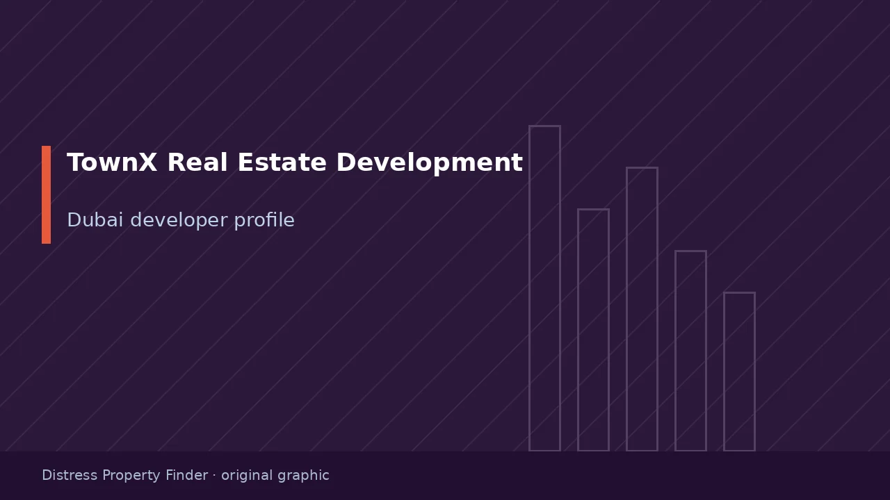 Original DPF graphic with the words TownX Real Estate Development above a Dubai developer profile subtitle