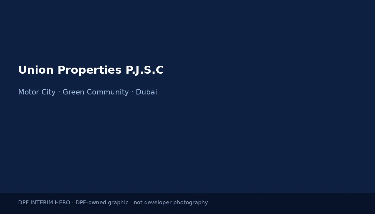 Union Properties P.J.S.C name on a dark blue DPF interim hero graphic