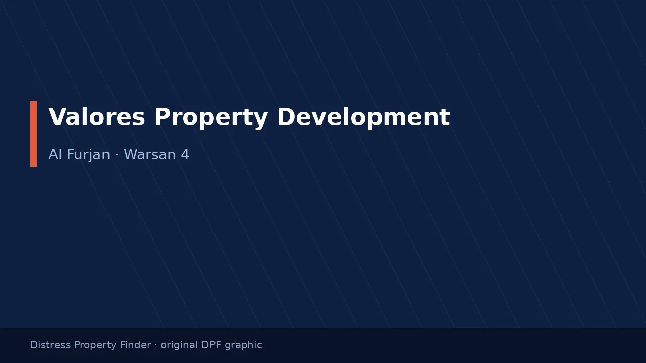 Valores Property Development name on an original dark blue DPF graphic