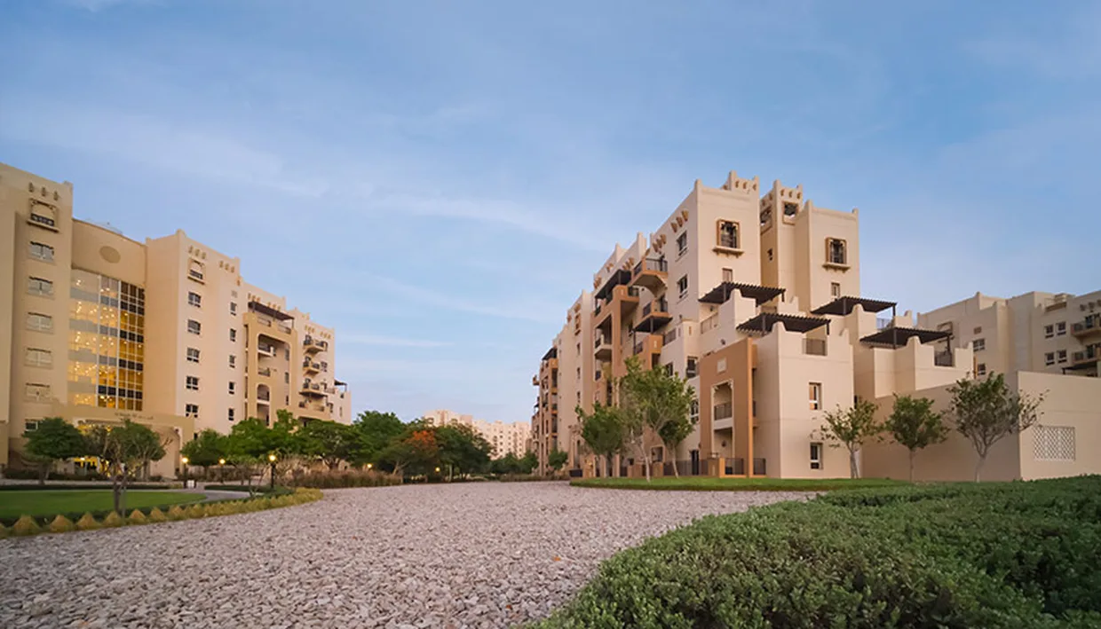 Low-rise apartment buildings in Remraam, Dubailand, Dubai