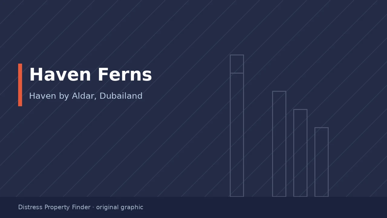 Original DPF graphic with the title Haven Ferns above a Haven by Aldar subcommunity subtitle