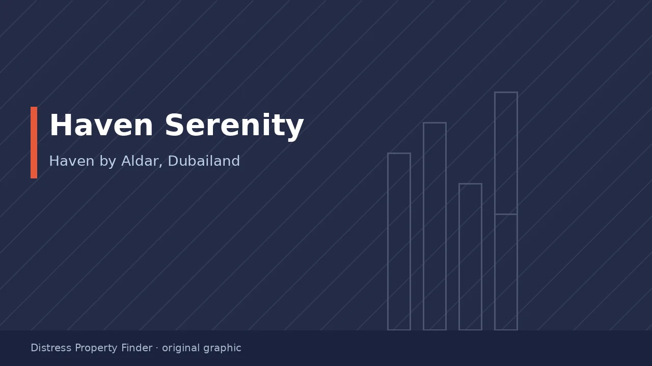 Original DPF graphic with the title Haven Serenity above a Haven by Aldar subcommunity subtitle