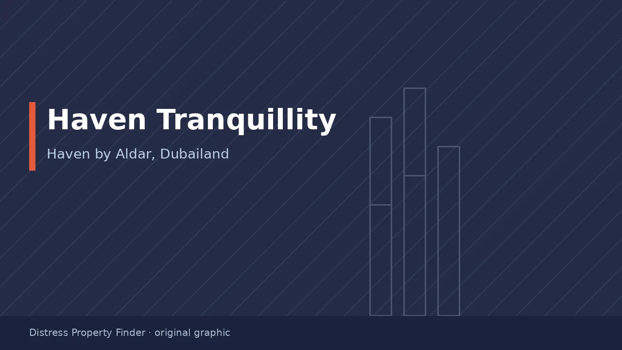 Original DPF graphic with the title Haven Tranquillity above a Haven by Aldar subcommunity subtitle
