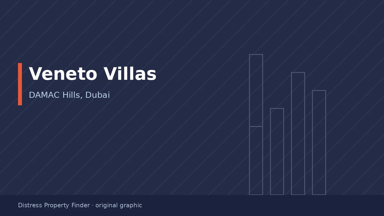 Original DPF graphic with the words Veneto Villas above a DAMAC Hills, Dubai subtitle