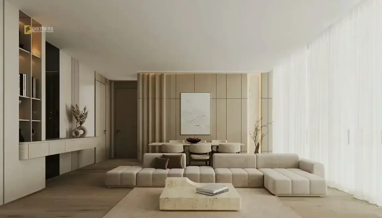 1-Bedroom Apartment Binghatti Hills Dubai Science Park — Dubai Distress Deal Studio Ma Living Area