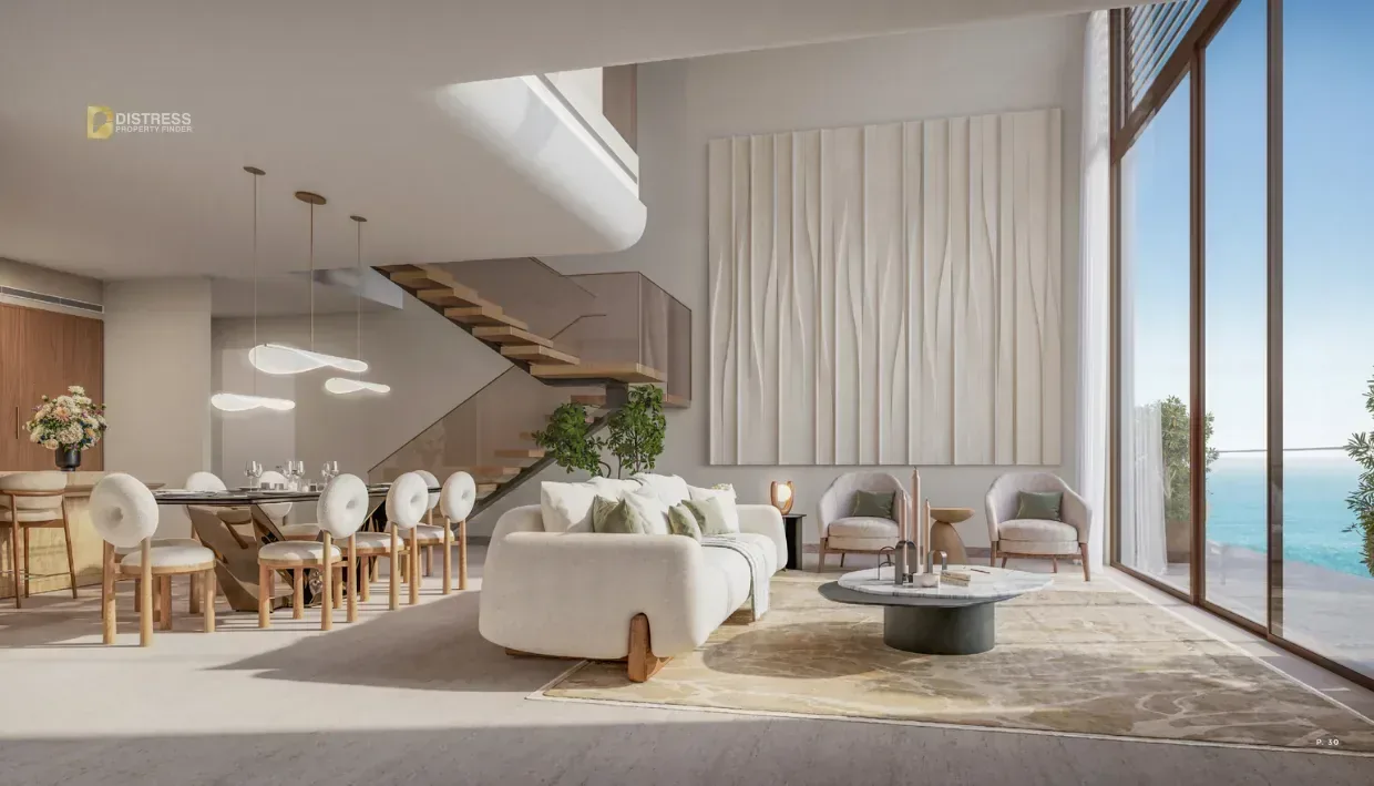 1-Bedroom Apartment The Mural Dubai Maritime City — By At Jumeirah Peninsula Bay Living Area