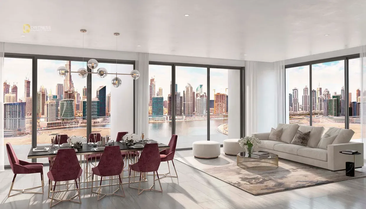 1-Bedroom Apartment Peninsula One Business Bay — Furnished Studio Burj Khalifa Di Living Room
